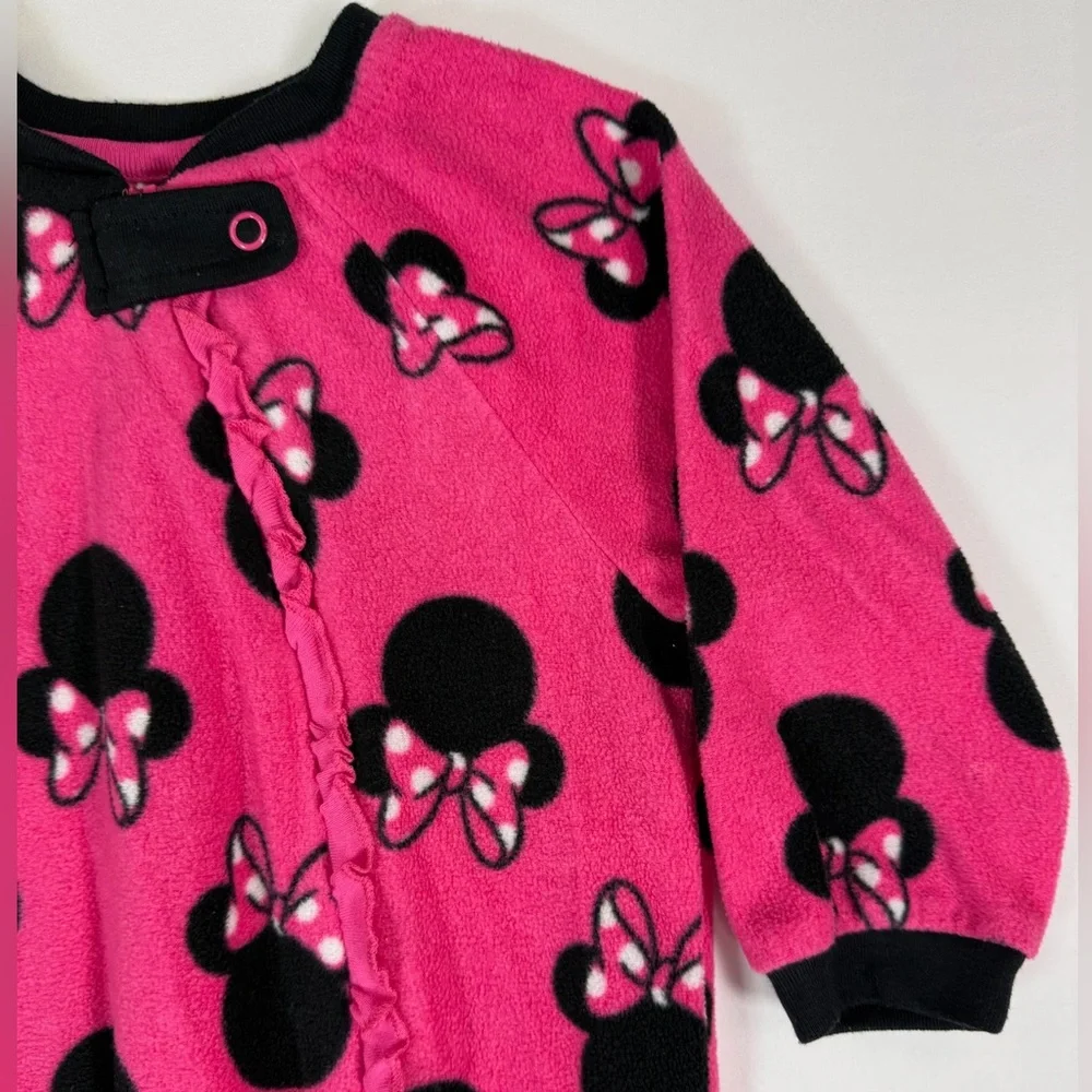 DISNEY Minnie Mouse Fleece Footed Pajamas 12‎ To 18 Months Pink Cozy